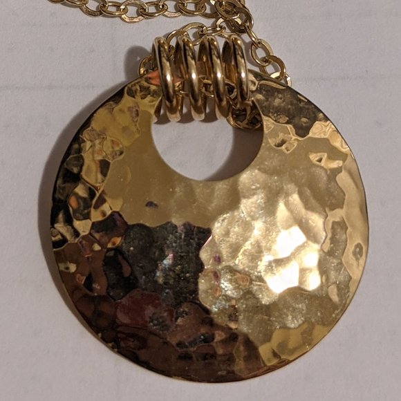 14KT Yellow Gold Disc Earrings & Pendant - Picture 2 of 5